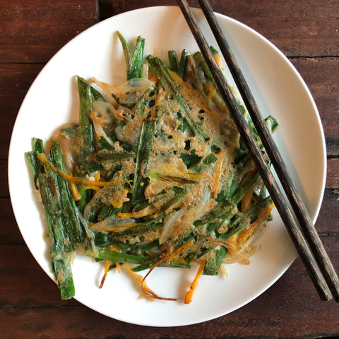 Crispy Chive 'Buchu' Pancakes