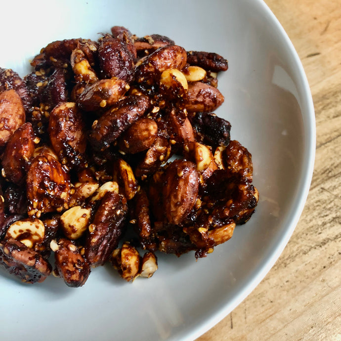 Sweet & Spicy Gochujang Spiced Mixed Nuts