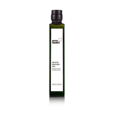 Queens Bucket Infrared-Roasted Black Sesame Oil 200ml front - Gotham Grove